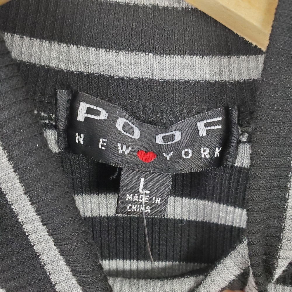 Poof! New York NWT mock neck striped tank grey/blk - Picture 3 of 8